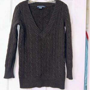 Ralph Lauren Black Wool & Cashmere Cable Knit Sweater Women’s S V Neck Luxury